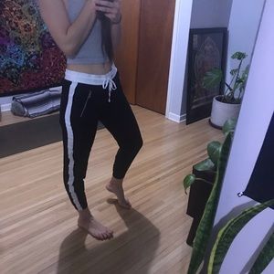 Express black pants / joggers with white stripe